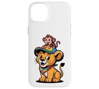 Cute Lion and Monkey Friends - Jungle Animal Cartoon Case for iPhone 14 Plus