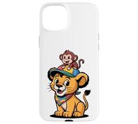 Cute Lion and Monkey Friends - Jungle Animal Cartoon Case for iPhone 15 Plus