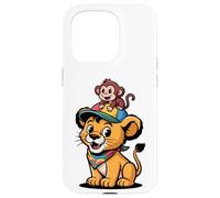 Cute Lion and Monkey Friends - Jungle Animal Cartoon Case for iPhone 15 Pro