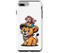 Cute Lion and Monkey Friends - Jungle Animal Cartoon Case for iPhone 7 Plus/8 Plus