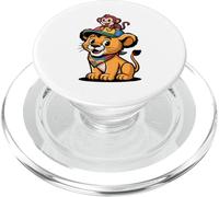 Cute Lion and Monkey Friends - Jungle Animal Cartoon PopSockets PopGrip for MagSafe