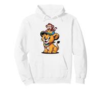 Cute Lion and Monkey Friends - Jungle Animal Cartoon Pullover Hoodie