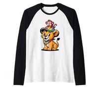 Cute Lion and Monkey Friends - Jungle Animal Cartoon Raglan Baseball Tee
