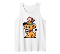 Cute Lion and Monkey Friends - Jungle Animal Cartoon Tank Top