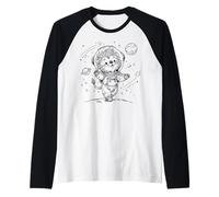Cute Lion Astronaut Space Explorer Moon Walker Raglan Baseball Tee