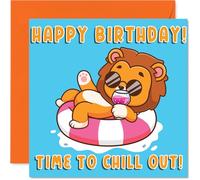 Cute Lion Birthday Card for Boys Girls - Vacation Holiday Animals - Happy Birthday Card for Niece Nephew Son Daughter, 145mm Bday Greeting Cards