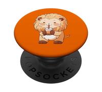 Cute Lion Bubble Tea Adorable Animal Art PopSockets Adhesive PopGrip