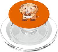 Cute Lion Bubble Tea Adorable Animal Art PopSockets PopGrip for MagSafe