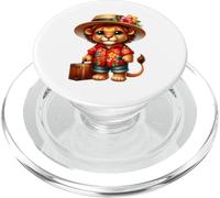 Cute Lion Cub Hawaiian Vacation Travel Design PopSockets PopGrip for MagSafe