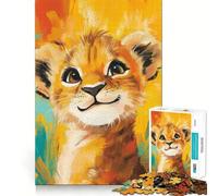 Cute Lion Cub Portrait Jigsaw Puzzles 1000 Pieces for Teenagers Brain Think Serene Game Real Challenge Santa Gift (38x52cm)
