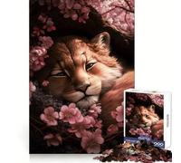 Cute Lion Cub Sleeping 1000 Pieces Jigsaws Adults Puzzles Gifts Reason Skill Nice Thick Happy Challenge Fine Art (50x75cm)