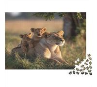 Cute Lion Cubs Playing And Frolicking on The Back of Their Lioness Jigsaw Puzzles. 1000pcs (75x50cm) Whimsical Challenge Toy for Educational Games Gifts