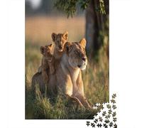 Cute Lion Cubs Playing And Frolicking on The Back of Their Lioness Rätsel Für Erwachsene || Familienspaß-Puzzles 38x26cm/1000pcs Erwachsene