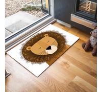 Cute Lion Face Washable Door Mats Indoor & Outdoor - Non-Slippery Heavy Duty Children'S Drawings Doormat with Rubber Backed - Perfect Dust Grabbing Doormats (Brown, 40 x 60 cm)