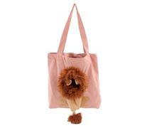 Cute Lion Shaped Pet Canvas Bag, Pet Shoulder Carrying Bag for Under 6lb Cat, Portable Multi Purpose Canvas Tote with Zipper and Observation Hole for Mall Hospital Travel (Style 1)