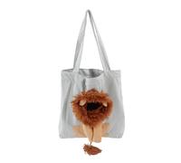 Cute Lion Shaped Pet Canvas Bag, Pet Shoulder Carrying Bag for Under 6lb Cat, Portable Multi Purpose Canvas Tote with Zipper and Observation Hole for Mall Hospital Travel (Style 2)