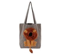 Cute Lion Shaped Pet Canvas Bag, Pet Shoulder Carrying Bag for Under 6lb Cat, Portable Multi Purpose Canvas Tote with Zipper and Observation Hole for Mall Hospital Travel (Style 5)