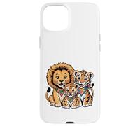 Cute Lion, Tiger and Leopard - Happy Animal Friends Case for iPhone 15 Plus