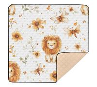 Cute Lion White Soft Padded Baby Playmat for Indoor Outdoor Cozy Breathable Tummy Time & Crawling Mat for Newborns Babies Infants Toddlers, 50'' x 50''