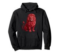 Cute Lion with Red Roses Floral Animal Valentine's Day Pullover Hoodie