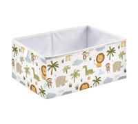 Cute Lions Elephants Monkeys Cube Storage Boxes 40x27x17 cm Square Bins Collapsible Cube Box Organiser for Organising Clothes