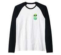 Cute Little Alien in Pocket Universe UFO Baby Monster Raglan Baseball Tee