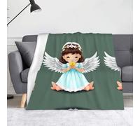 Cute little angel Blanket. Super soft flannel fleece blanket 60x50 inches, 100% polyester warm blanket for couch, camping and gifts.