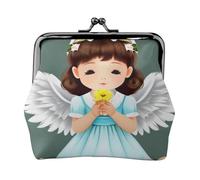 Cute Little Angel Coin Purse-Leather Kiss Lock Wallet Small Clutch
