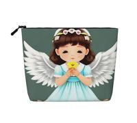 Cute Little Angel Faux Linen Makeup Pouch-Lightweight Travel Case | Lightweight Faux Linen. Water Resistant. Smooth Zip.