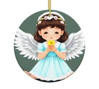 Cute Little Angel Patterned Ceramic Ornaments, Round Pendants, can be Hung on Christmas Trees or Doors and Windows.