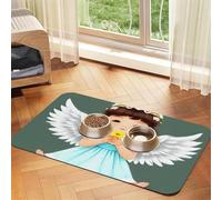 Cute little angel Pet Absorbent Leather Placemat 40x60cm Beautiful Design Cat and Dog Bowl Mat Portable Storage