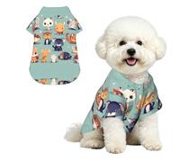 Cute little animals Breathable Hawaiian Dog Shirt Summer Button Up Top for Small Medium Dogs S