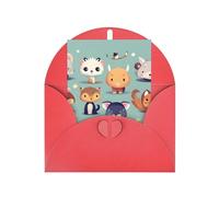 Cute Little Animals Greeting Card, 4x6 Inches, Heart-Shaped Envelope Packaging, &Suitable For All Occasions.