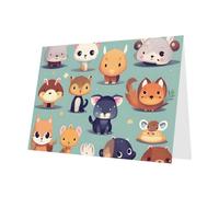Cute Little Animals Greeting Card, Blank Card With Envelope, 4x6 Inches (Approx. 10x15 Cm), For Events, Weddings,& Birthdays.