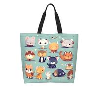 Cute little animals Large Capacity Shoulder Tote Bag for Women â€“ Water-Resistant Polyester Shopper for Shopping Work Daily Use