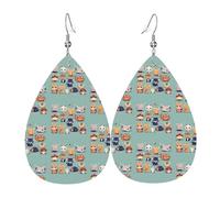 Cute little animals Leather Earring Pairs Teardrop Faux Leather Earrings Set for Women Lightweight Leather Dangle Drop Earrings.