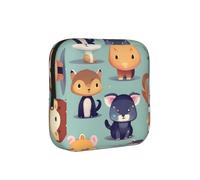 Cute Little Animals Period Proof Storage Bag-Feminine Hygiene Travel Case for Sanitary Pads, Discreet Mensural Pouch for Purse Office