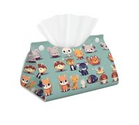 Cute Little Animals Print Tissue Box Cover - Long Facial Paper Organizer Modern PU Leather Napkin Holder for Car, Bedroom