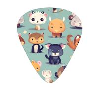 Cute little animals printed guitar picks, 12-piece set with thin, medium, and thick styles, comes with a storage case