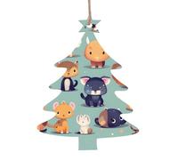 Cute little animals Wooden Tree Ornaments Christmas Tree Shape 1 PC, Hanging Decorative Pendants, Vintage Design for Holiday
