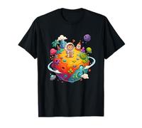 Cute Little Astronaut Exploring Colorful Fantasy Planet T-Shirt