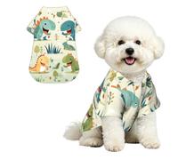 Cute little baby dinosaur Breathable Hawaiian Dog Shirt Summer Button Up Top for Small Medium Dogs M
