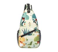 Cute little baby dinosaur Casual Crossbody Bag Durable Large Capacity Lightweight and Breathable Suitable for Various Outdoor Venues