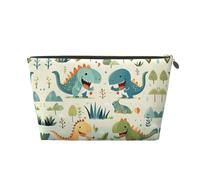 Cute Little Baby Dinosaur Pattern Women'S Cosmetic Bag Leather Handbag Portable Large Capacity Zipper Travel Bag Storage Bag, Gold, One Size