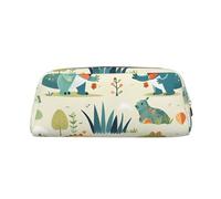 Cute little baby dinosaur Print Pencil Case, Pencil Pouch with Zipper, Portable Stationery Organizer pencil bag - Office Travel, Gold, One Size, Art Deco