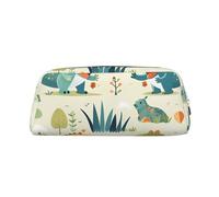 Cute little baby dinosaur Print Pencil Case, Pencil Pouch with Zipper, Portable Stationery Organizer pencil bag - Office Travel, Silver, One Size, Art Deco