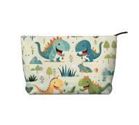 Cute little baby dinosaur Women's corduroy cosmetic bag, portable zipper hand-held wallet, suitable for travel and daily storage of cosmetics,