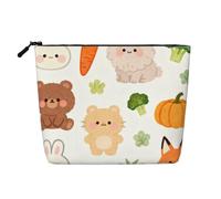 Cute Little Bear Faux Linen Makeup Pouch-Lightweight Travel Case | Lightweight Faux Linen. Water Resistant. Smooth Zip.