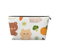 Cute Little Bear Leather Travel Makeup Bag-Waterproof Cosmetic Pouch | Waterproof Pu Leather. Smooth Zip. Lightweight.