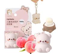 Cute Little Bear Lip Balm For Baby,Lip Gloss Kids,Lips Lip Balm For Girls,Fruity Lip Balm Kids,Deep Moisturizing Dry Crack Fade Lip Lines Fruity Nourishing,Stocking Fillers Kids (Peach)